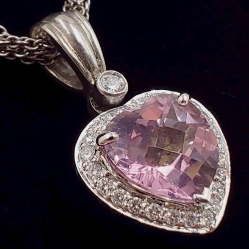 Charles Krypell Vintage Pink Topaz and Diamond necklace